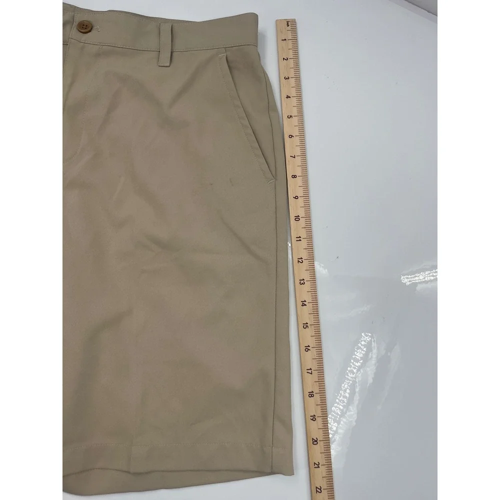 Izod‎ Golf Mens Tan Khaki Flat Front Performance Shorts Size 34